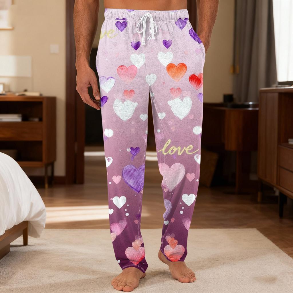 Мужские повседневные брюки с карманами на кулиске и манжетами, домашние брюки для сна