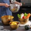 Gold /Silver Stainless Steel Hammer Point Fruit Bowl Salad Plate Egg Pot Thickened Baking Mixing Cooking Bowl CreativeDecoration