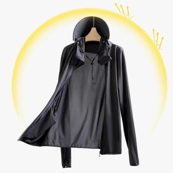 Yousheng Мужская летняя солнцезащитная одежда с капюшоном и шнурком с длинным рукавом, пальто с защитой от ультрафиолета, сплошной цвет, на молнии, анти-УФ-одежда для рыбалки