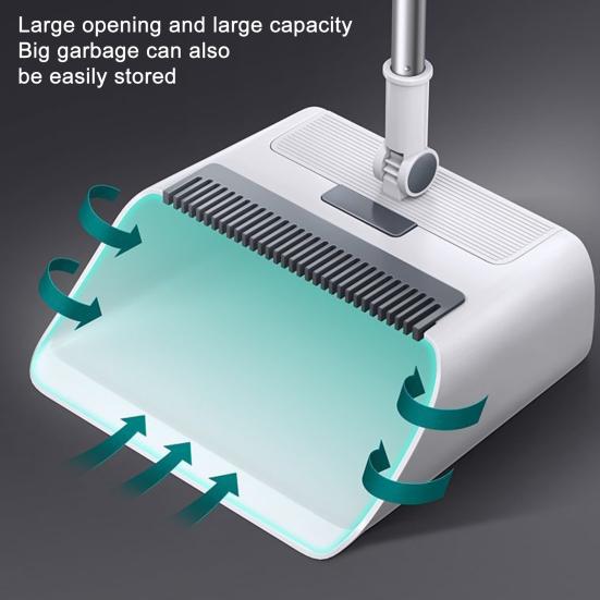 Broom with Dustpan Combo Set 3-in-1 Cleaning Tool Adjustable Long Handle Self-Cleaning Dustpan Teeth Indoor Outdoor Push Broom Dustpan Set