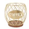 Coffee Pod Holder Iron Large Capacity Stylish Look Easy Access Wooden Base Coffee Pod Storage