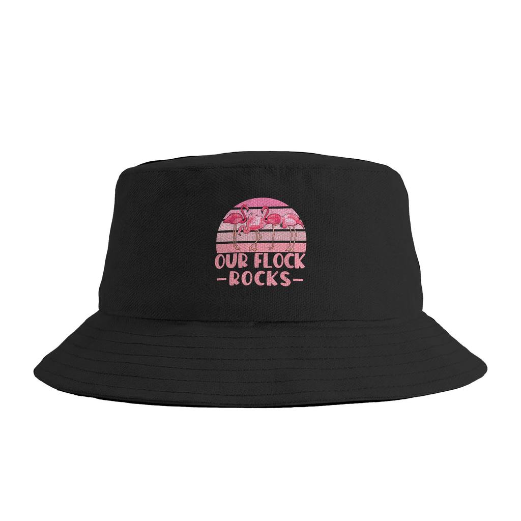 Our Flock Rocks Flamingo Summer Vacation Family Bucket Hat Street Style FisherUnisex Caps For Unisex Women Casual Hunting Sun Hats