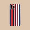 Чехол для мобильного телефона в красно-синюю полоску для iPhone 17 16 15 14 13 12 11 X XR XS Air Pro Max Plus Mini Прозрачный Цветной Чехол для Мобильных Телефонов