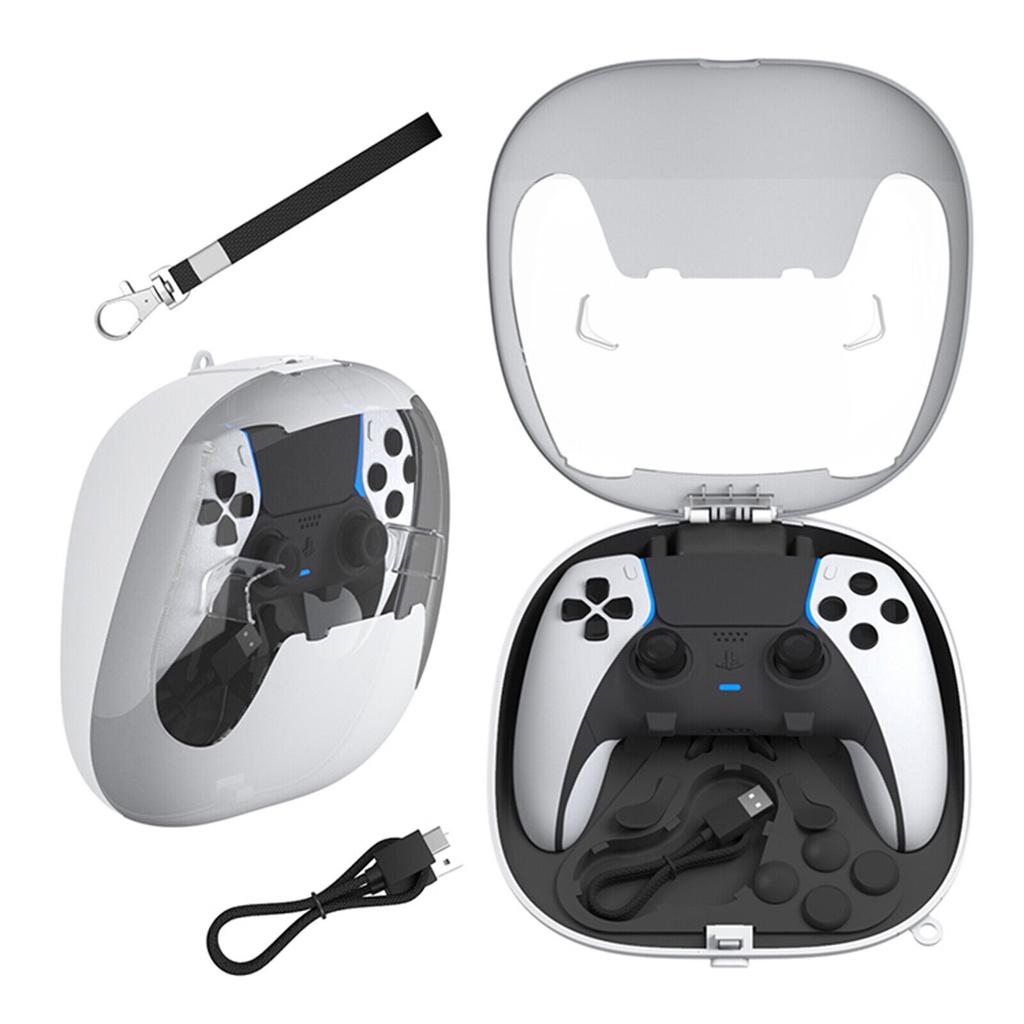 Чехол для зарядки для контроллера PS5/PS5 Edge Dual Sense, жесткий защитный чехол, чехол для хранения, сумка для переноски с зарядным кабелем и шнурком