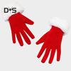 1 Pair Winter Christmas Gloves Thick Plush Trim Anti-slip Elastic Keep Warm Windproof Santa Claus Cosplay Performance Prop