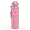 1PC Chicago USA Pink Bold Letter 750ml Color Plastic Sports Water Bottle Leakproof Flip Straw Lid Suitable for Sports Office Home Use