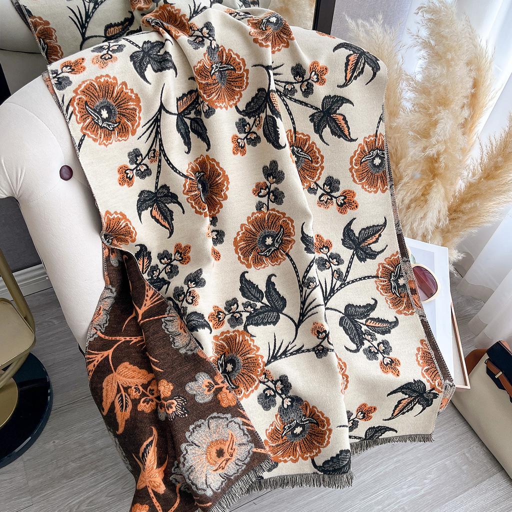 Dandelion Autumn And Winter Imitation Cashmere Scarf Women'S Winter Double-Sided Thickened Neck Protection Scarf Air Conditioner Cape