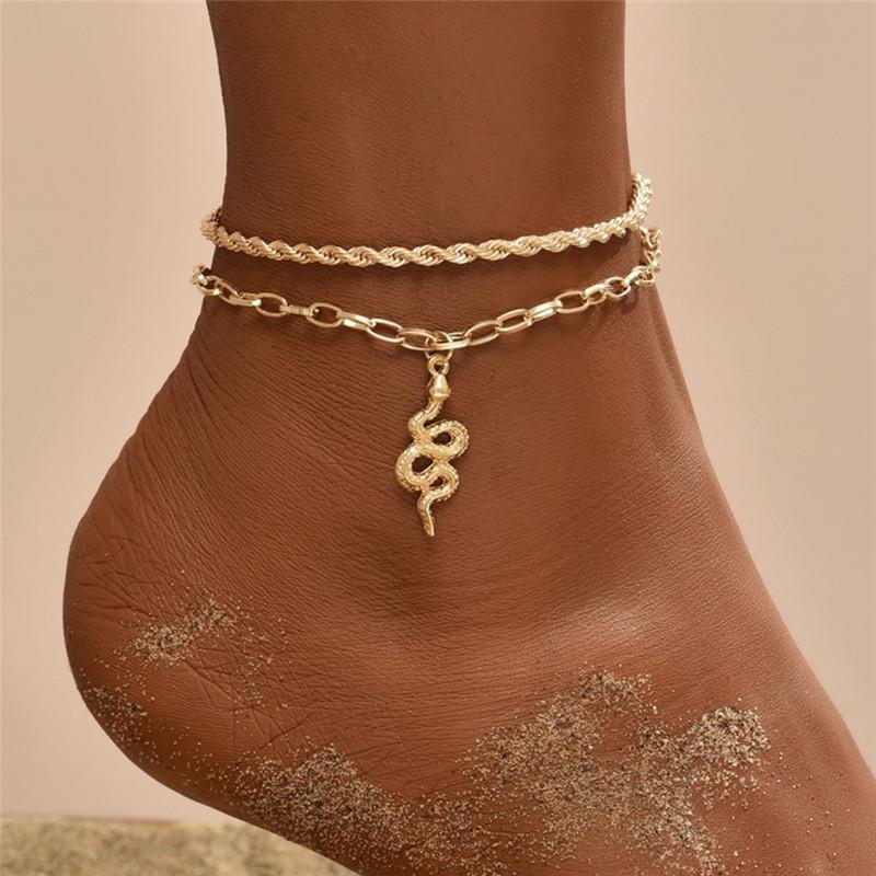 Modyle 2024 New Bohemia Handcuffs Anklet Multilayer Silver Color Foot Chain Fashion Ankle Bracelet For Women Beach Jewelry