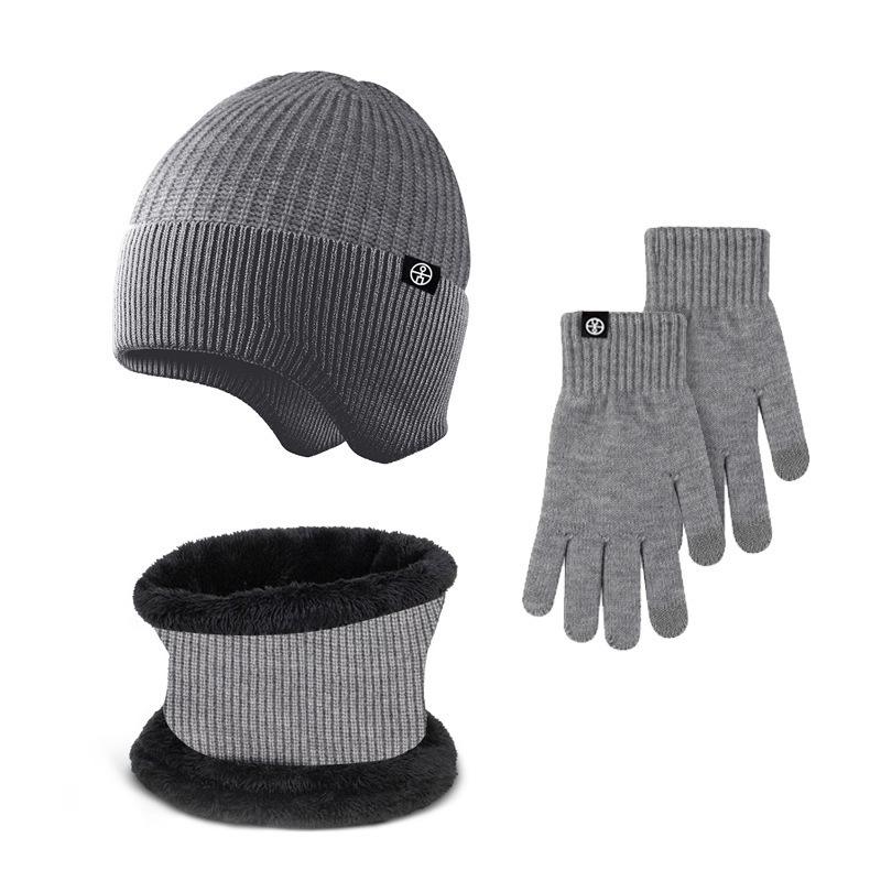 Autumn and Winter Men's Two Piece Men's Hat Neutral Warm Knitted Skull Wool Hat Soft Skiing