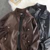 Men's High-End Retro PU Leather Motorcycle Jacket - Stand Collar, Spring/Autumn Fashion, PUNK Style.