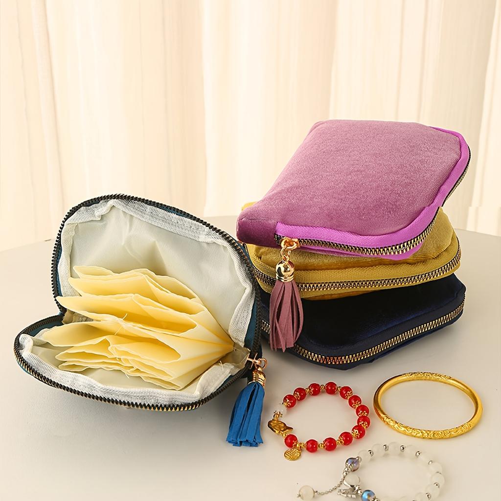 1 Piece, Available in Two Colors, Tassel Pouch for Storage, Compact and Lightweight, High-Capacity Zippered Storage Bag for Earrings, Bracelets