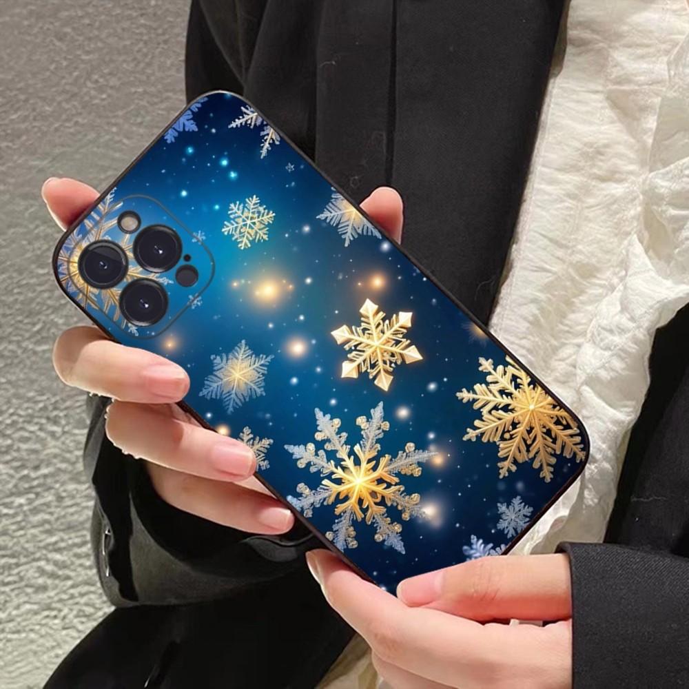 Christmas Snowflakes Phone Case For IPhone 16 15 14 11 12 13 Mini Pro XS Max Cover 6 7 8 Plus X Funda Shell