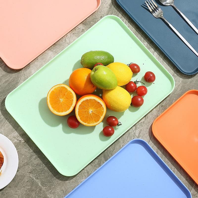 Chong Gu Wheat Straw Plastic Tray Thickened Anti-Drop Fruit Plate Stall Kindergarten Special Plate High Value