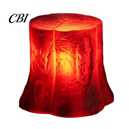 Warm Red Light Shadow Lamp LED Tree Stump with Realistic Flame Effect, Simulated Pit Wood for Indoor Night Light, Battery Operated Faux Log
