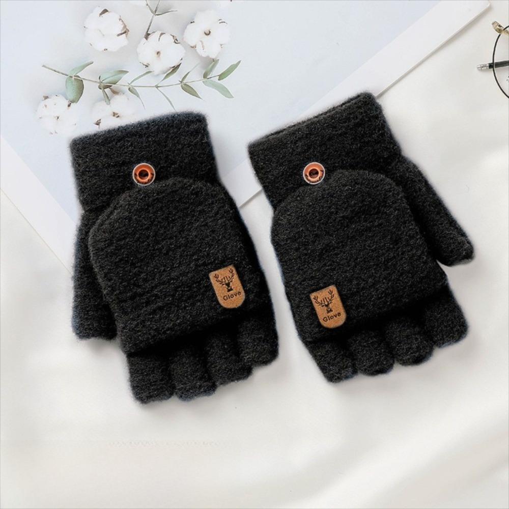 Warm Winter Knitted Gloves Thickened Writing Mittens Fashion Half Finger Mittens for Men