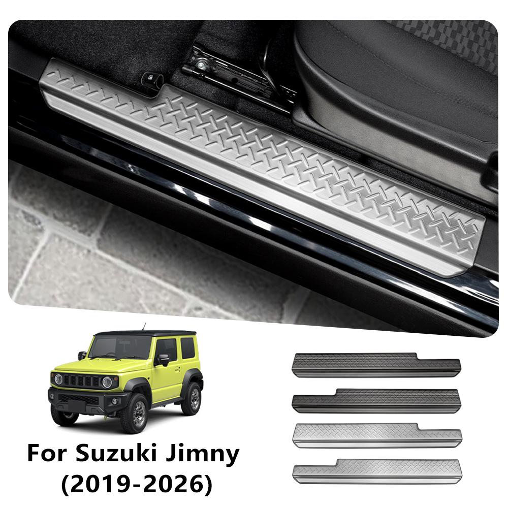 Защитная накладка на порог для Suzuki Jimny 2019 2020 2021 2022-2026 Нержавеющая сталь Накладка на порог Декоративная накладка Внешние аксессуары для автомобиля