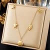 DIEYURO 316L Stainless Steel Golden Multi Bowknot Station Classic Necklace for Women Sweet Minimalist Neck Chain Jewelry Gift