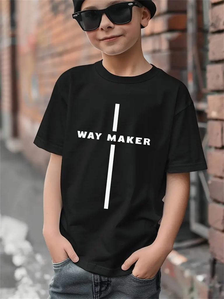 Футболка с принтом Simple Letter 3D, детская одежда с коротким рукавом, модная футболка для мальчиков, детская одежда для мальчиков