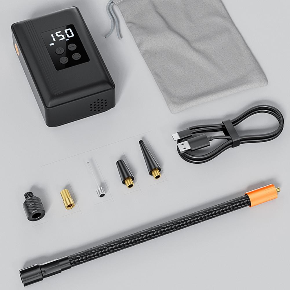 Fast Inflate Portable Pocket Bike Pump Auto Stop Rechargeable Compressor Tire Inflator Type-C Rechargeable Battery Bicycle Pump