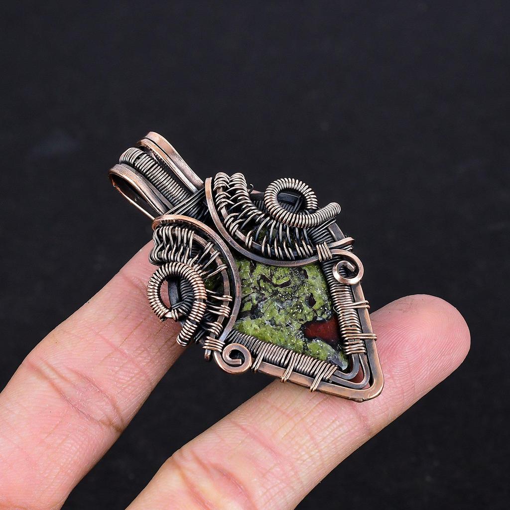 Подвеска из яшмы Драконьей крови, обернутая медной проволокой 999 пробы, Ювелирные изделия с подвеской из драгоценного камня ручной работы, Подарки для жены, Новая подвеска