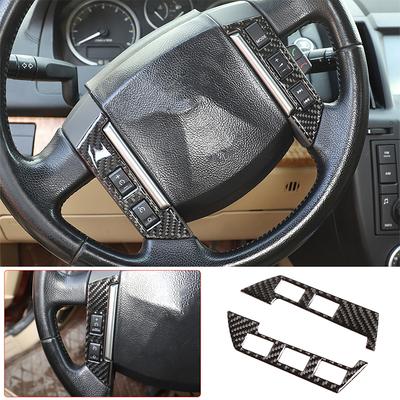 For Land Rover Freelander 2 2007-2015 Soft Carbon Fiber Car Steering Wheel Button Frame Panel Trim Sticker Accessories