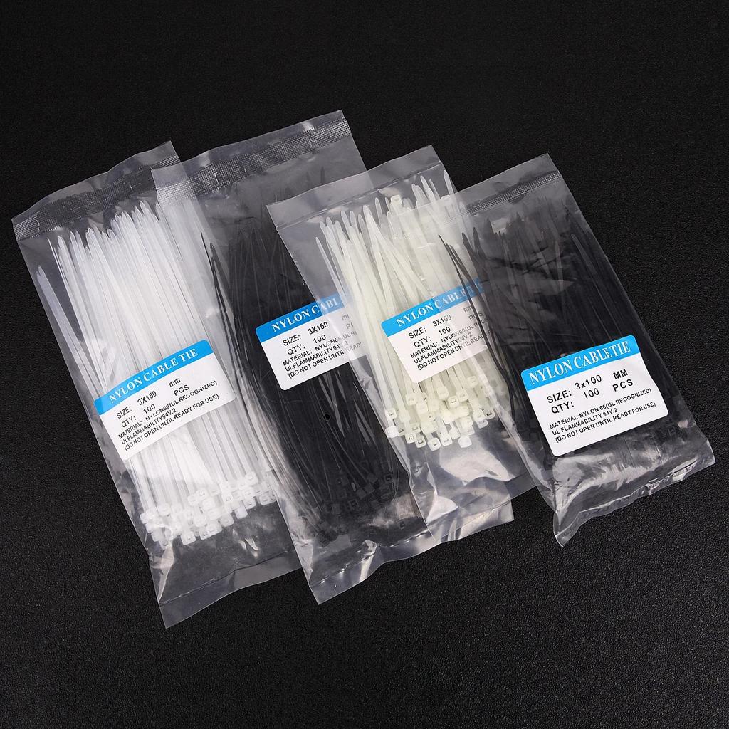 500/100Pcs Wholesale Plastic Nylon Cable Ties Self-locking Cord Straps Adjustable Cables Fastening Loop Home Office Wire Zip Tie