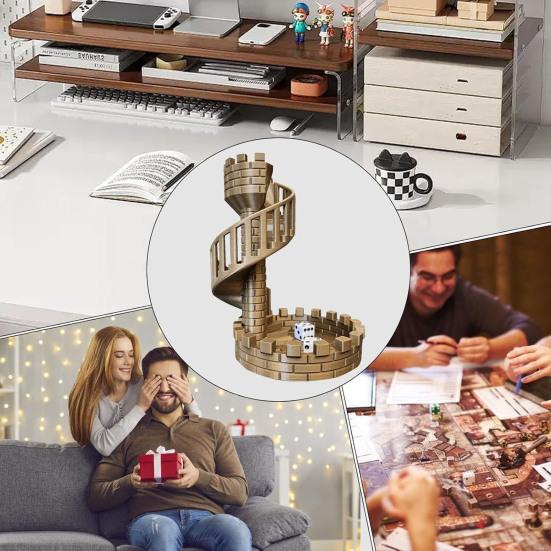 Dice Tower Castle Dice Rolling Tower with Tray Role Playing Game Retro DND Dice Rolling Tower And Tray for RPG Tabletop Dice Games Accessory