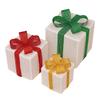 3 шт./набор Рождественские светящиеся подарочные коробки Светодиодная подсветка Штабелируемая вкладываемая коробка с бантом для Рождества Внутреннее Наружное Домашний Двор Газон Декор