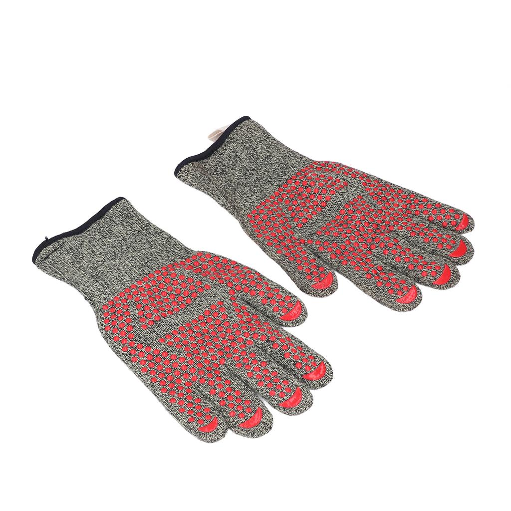 Heat Resistant Gloves Aramid Silicone Cotton BBQ Grill Oven Mitts 500℃ High Temperature Resistance 3