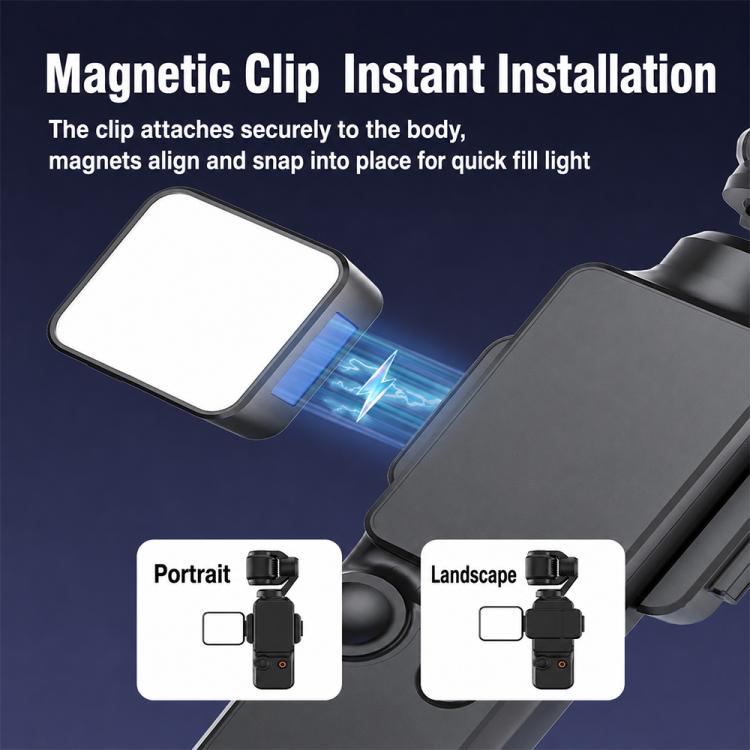 For DJI Osmo Pocket 3 Desiontal Portable Magnetic Fill Light, PM02 Dual Light (Black)