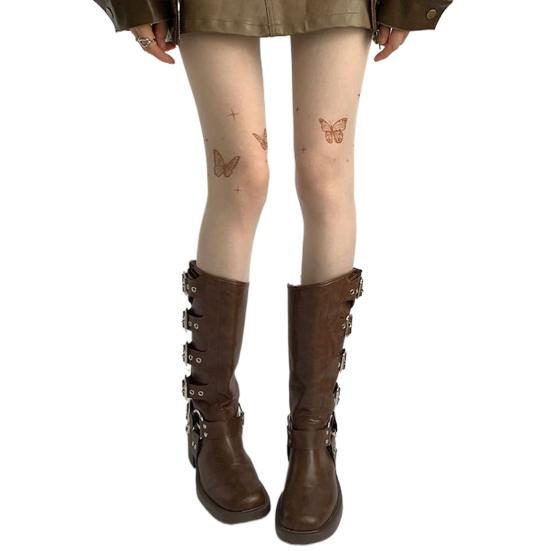 Женские колготки с принтом бабочки Ультратонкие прозрачные высокоэластичные противоскользящие однотонные однотонные мини-юбки для поездок на работу и свиданий, одинаковые колготки