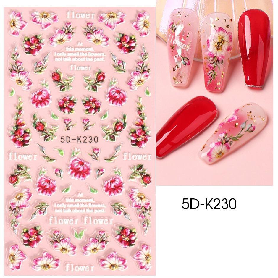 5D тисненный фиолетовый цветок ириса, наклейка для ногтей, фиолетовые цветочные слайдеры, подсолнух для дизайна ногтей, маникюра, украшения