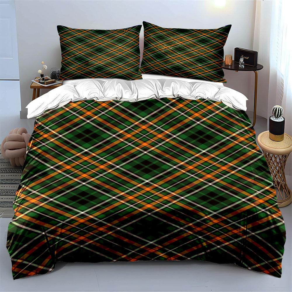 Diagonal orange plaid pattern. Bedding sets Duvet cover sets Duvet covers Pillowcases(1 * Duvet Cover 2 * Pillowcases without duvet insert)
