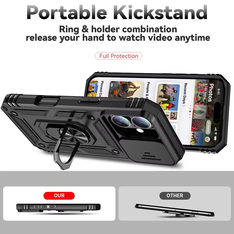 Shockproof Armor Funda For iPhone 17Pro Max/17/17AiR/16Pro Max/16/16Plus/15Pro/15Plus Slide Lens Protect Phone Case Back Cover