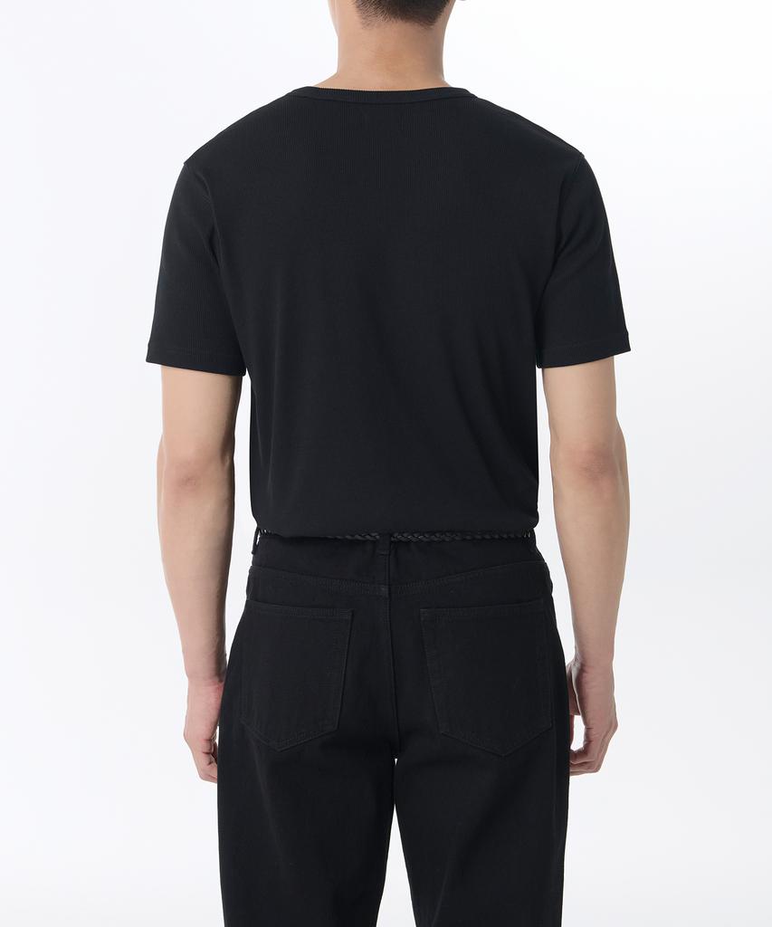 MUSINSA STANDARD Ribbed Muscle Fit Crew Neck T-Shirt [Black]