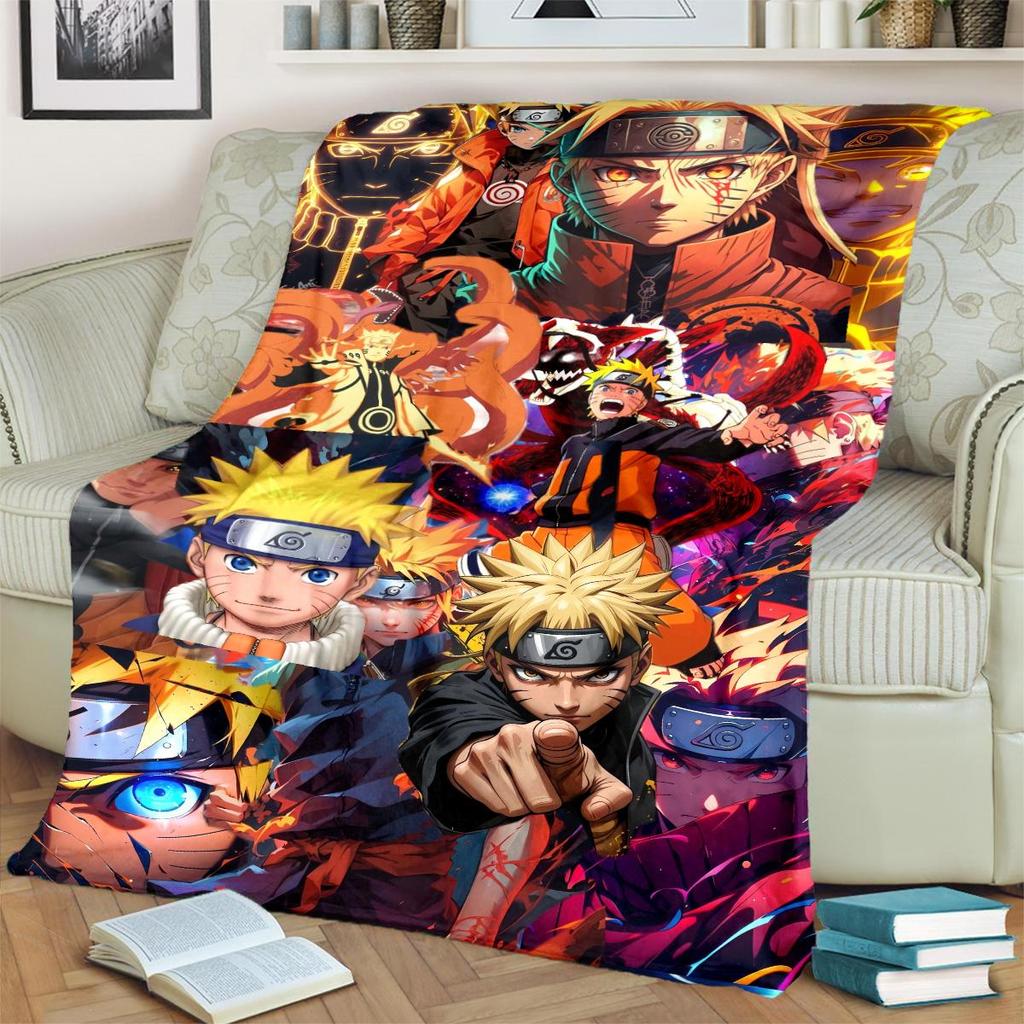 Anime-Naruto Print Blanket Warm Comfortable Flannel Blanket for Bedrooms, Sofas, Beds, Chairs, Picnics, Travel -LXR69