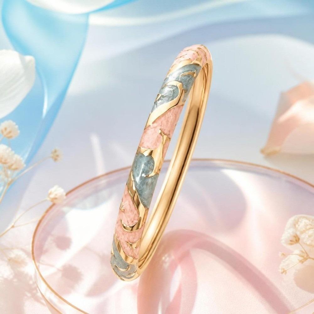 Classic Flower Crystal Bangle Enamel Women's Hand Bracelet Bohemian Vintage Cloisonne Bangle Women