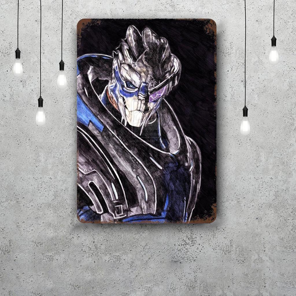 Гаррус Крупным Планом Mass Effect Винтажные Металлические Жестяные Вывески Постеры Декор Ретро Металлическая Табличка Настенное Искусство Декор для Гаража Бара