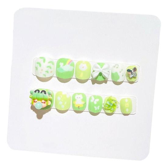 12 шт. детские мультяшные наклейки для дизайна ногтей, милые цветочные девушки с сердечным узором, стразы, наклейки для ногтей, самоклеящиеся накладные ногти, художественное украшение «сделай сам»