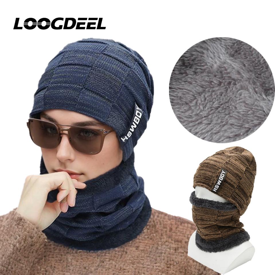 Loogdeel Шейный платок с шерстяной подкладкой, толстая теплая ветрозащитная балаклава, зимняя вязаная шапка на флисовой подкладке для улицы