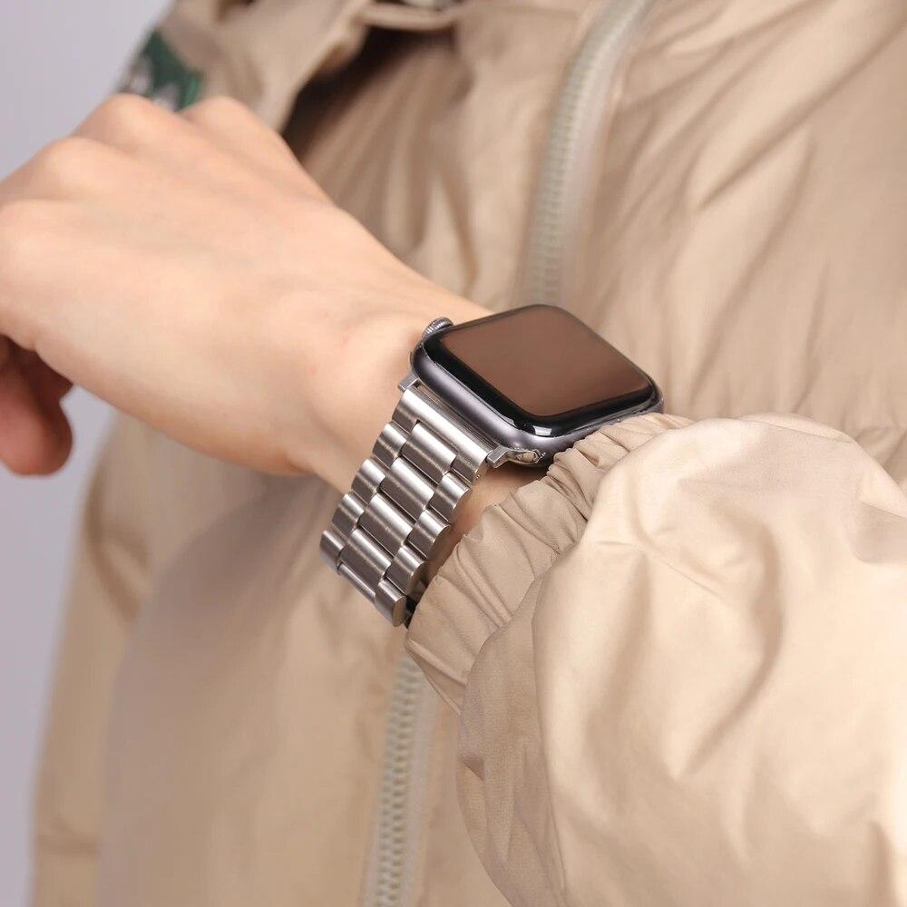 Классический металлический ремешок для Apple Watch Ultra 2, 49 мм, 45 мм, 41 мм, 40 мм, 44 мм, 42 мм, 38 мм, ремешок из нержавеющей стали для iWatch Series 9, 8, 7, 6, 5, 4 SE 3 Correa