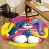Diddl Pattern Round Rug, Indoor/Outdoor Mat, for Picnic, Gameroom, Bedroom, Office, Living Room, Home Decor Carpet, Birthday Gift