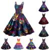 Женское повседневное модное платье с принтом в стиле ретро с открытыми плечами в стиле панк в стиле ретро
