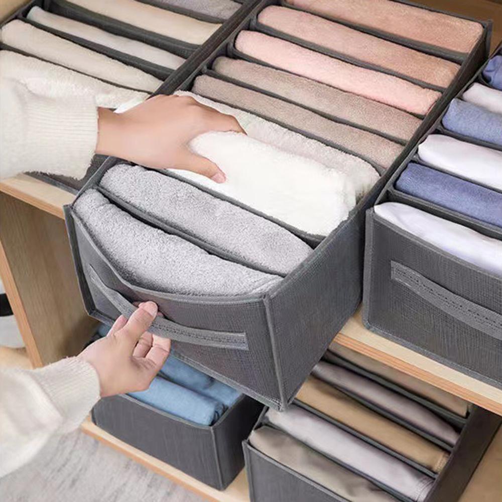 9-Panel Pants Clothing Storage Box Jeans Compartment Sorting Bag Partition Basket Home Wardrobe Organizer Layered Design