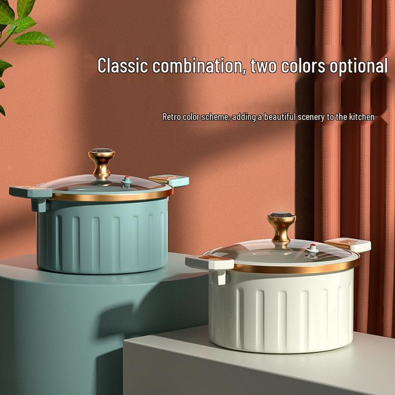 Супница с антипригарным эмалированным покрытием большого объема - Многофункциональная с двумя ручками для приготовления пищи при низком давлении