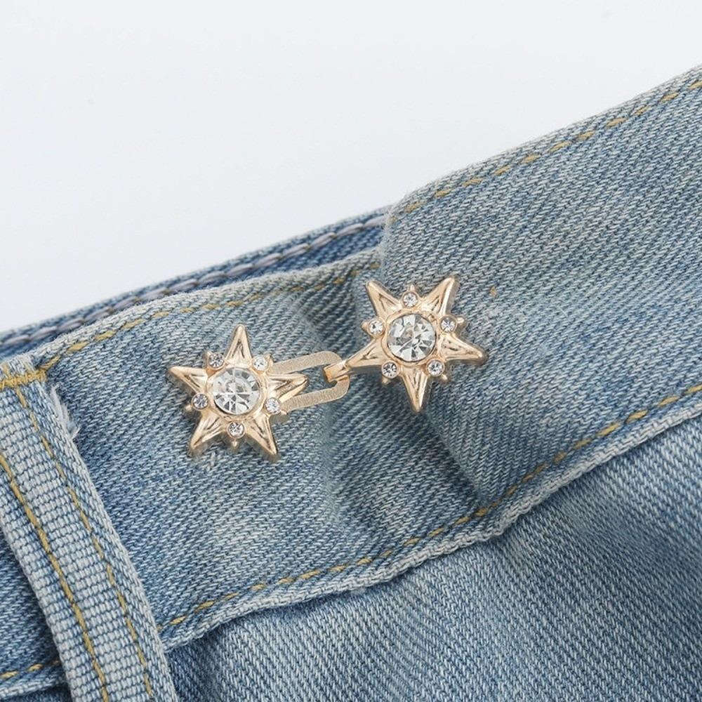 Five Pointed Star Jeans Buttons Butterfly Adjustable Pants Pins Fixed Waist Tightening Tool Safety Pins Dress Decoration