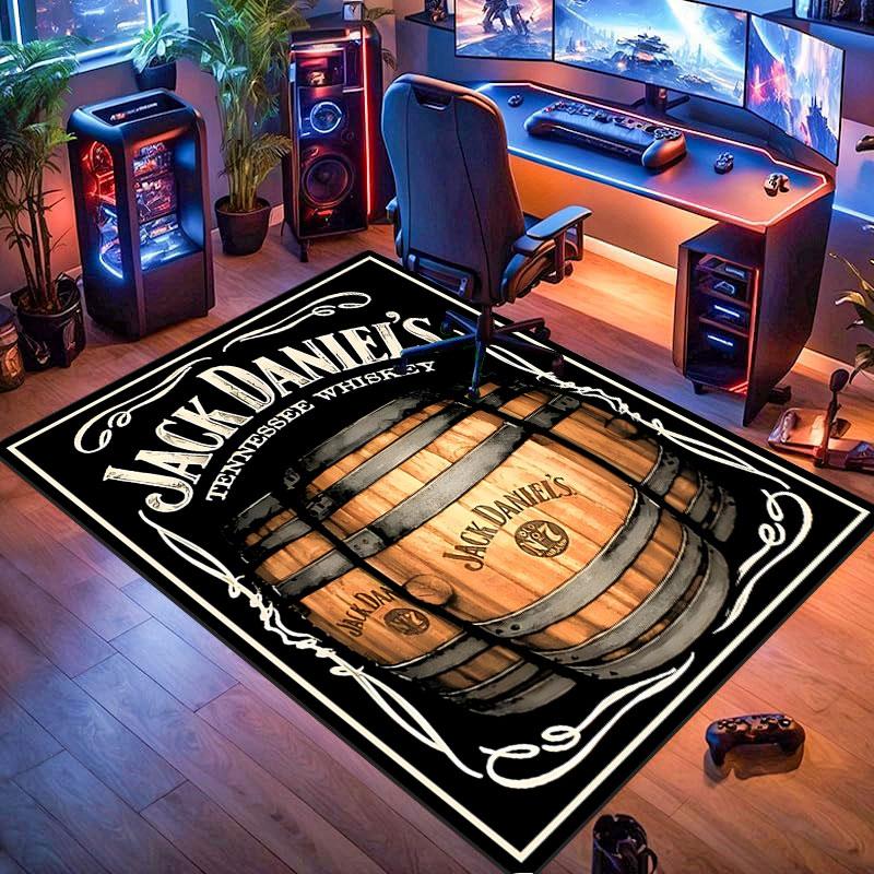 Jack Daniel's themed rug, suitable for living room, bedroom, game room, computer room and home décor.