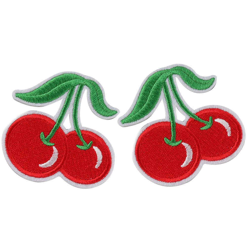 20 штук Полиэстер Милые нашивки с вишнями Красные Милые фруктовые пришивные/приклеивающиеся нашивки Джинсы