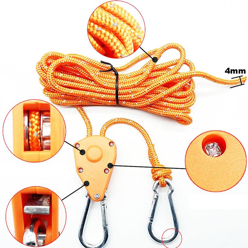 Светоотражающий 2/4/5M 4Mm трос для палатки застежка фиксированная пряжка ролик натяжитель храповой механизм вешалки тент ветровой трос привязка регулировка