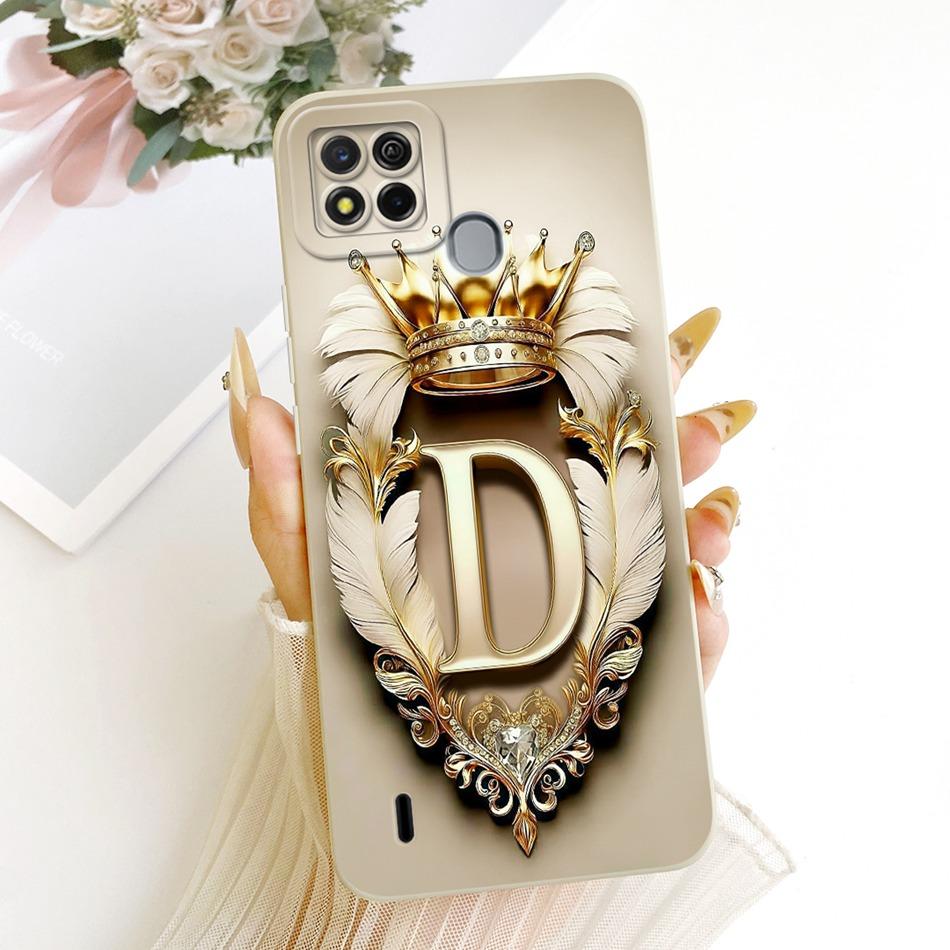 For ITEL A57 W6004 A611W Feather Crown Initial Letter Phone Case For ItelA57 A57 Pro Shockproof Soft Silicone Covers Bumpers